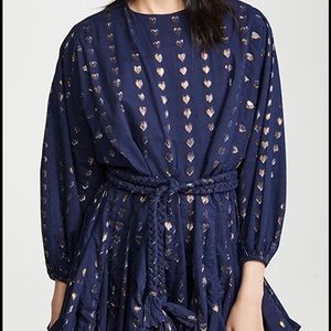 RHODE RESORT ELLA DRESS - NAVY W/ METALLIC HEARTS!
